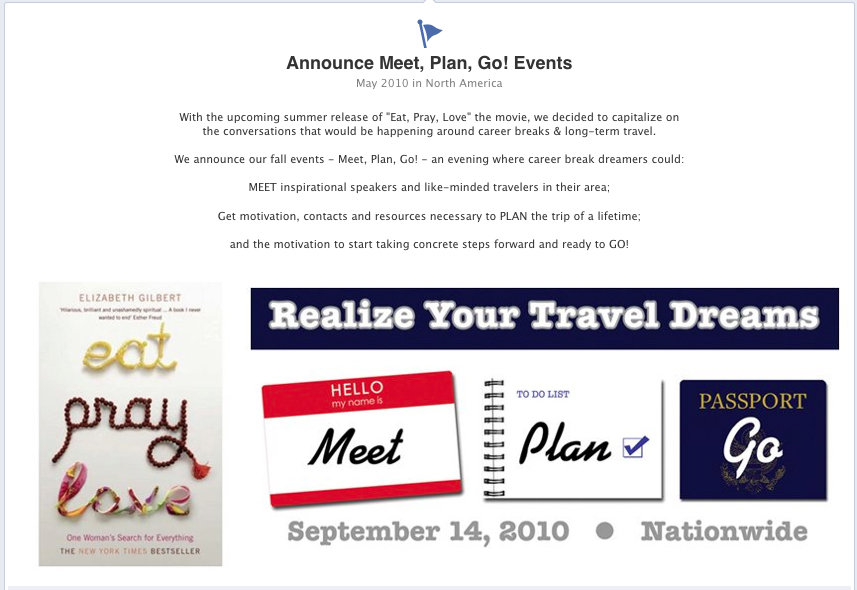Announce Meet, Plan, Go! Events